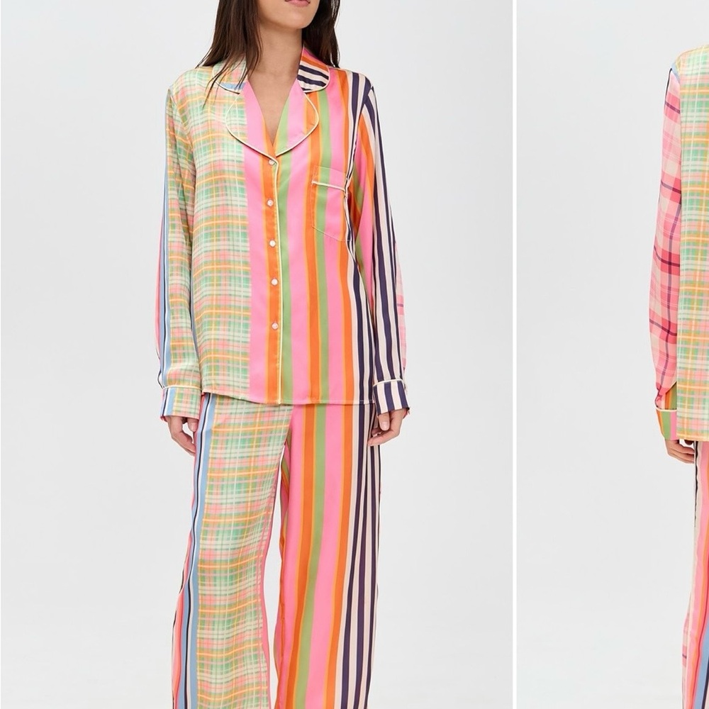 ISO: Karen Mabon for Anthropologie Multicolor Striped Satin Pajama Set $10,000